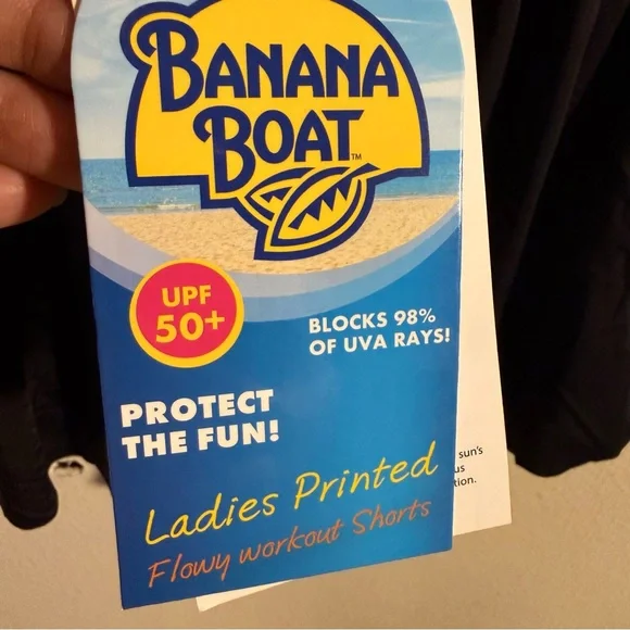 Banana Boat UPF 50+ Athletic Running Shorts Womens Medium NWT Black Flowy - Picture 4 of 7